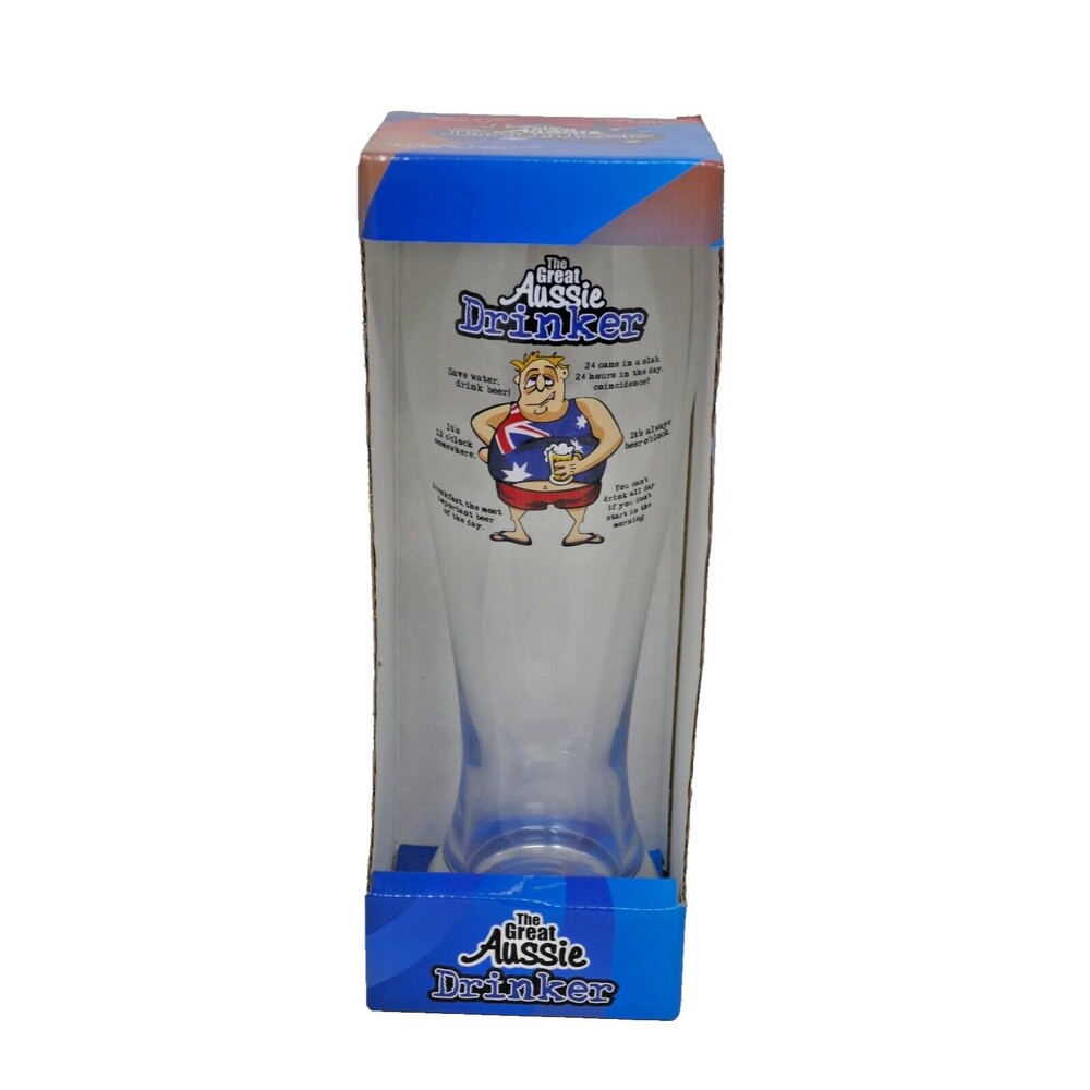 The Great Aussie Drinker 12" Tall Novelty Glass NEW